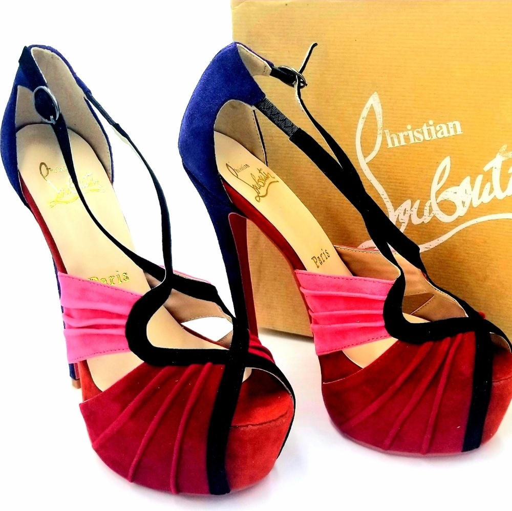 Christian Louboutin Paris OpenToe Multicolor Pumps
